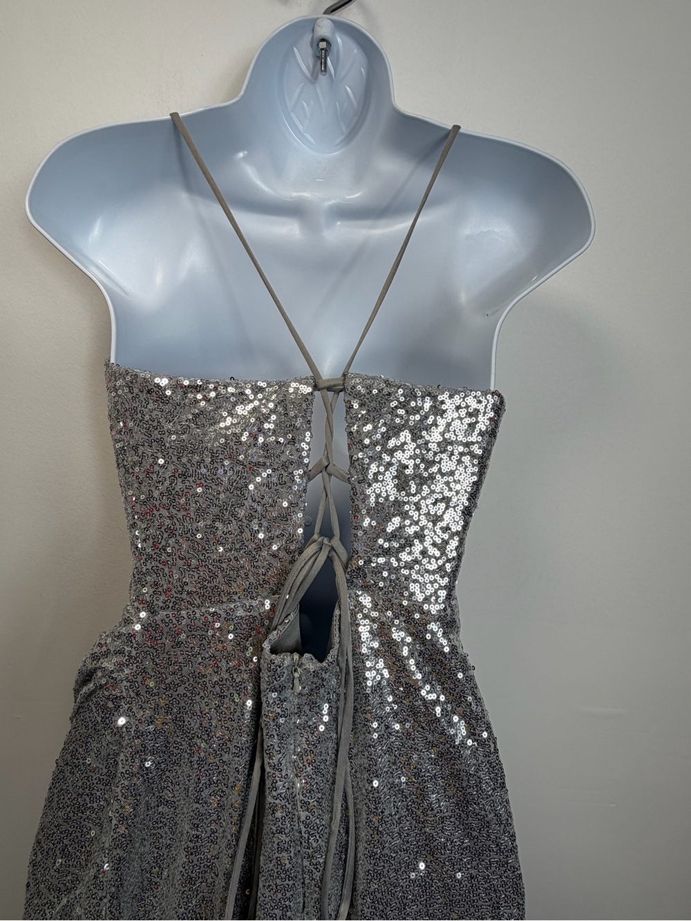 Sequin Corset Evening Gown in Silver - Picture 7 of 15